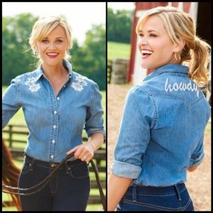 Draper James Blue Denim Button Down Shirt